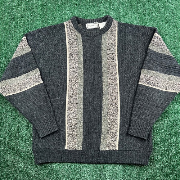 Classics By Palmland Other - VTG Classics by Palmland Vertical Striped Sweater Mens XL Gray Acrylic Wool 90s